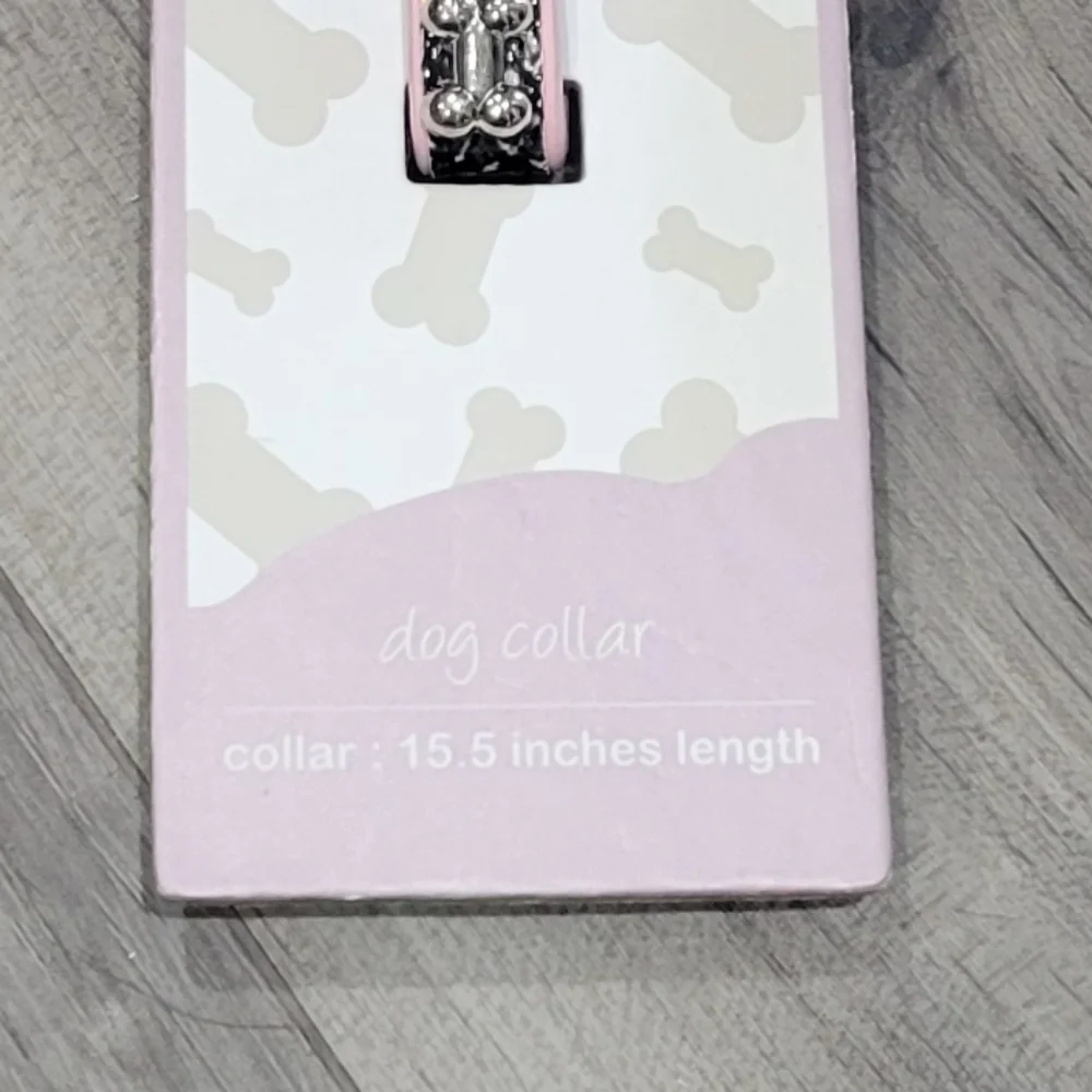 Pink and Black Dog Collar with Charm